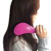 detangling flex bristle brush detangle hairbrush women hair scalp massage combs Person brushing long brown hair with pink brush
