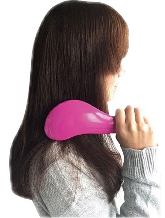 detangling flex bristle brush detangle hairbrush women hair scalp massage combs Person brushing long brown hair with pink brush
