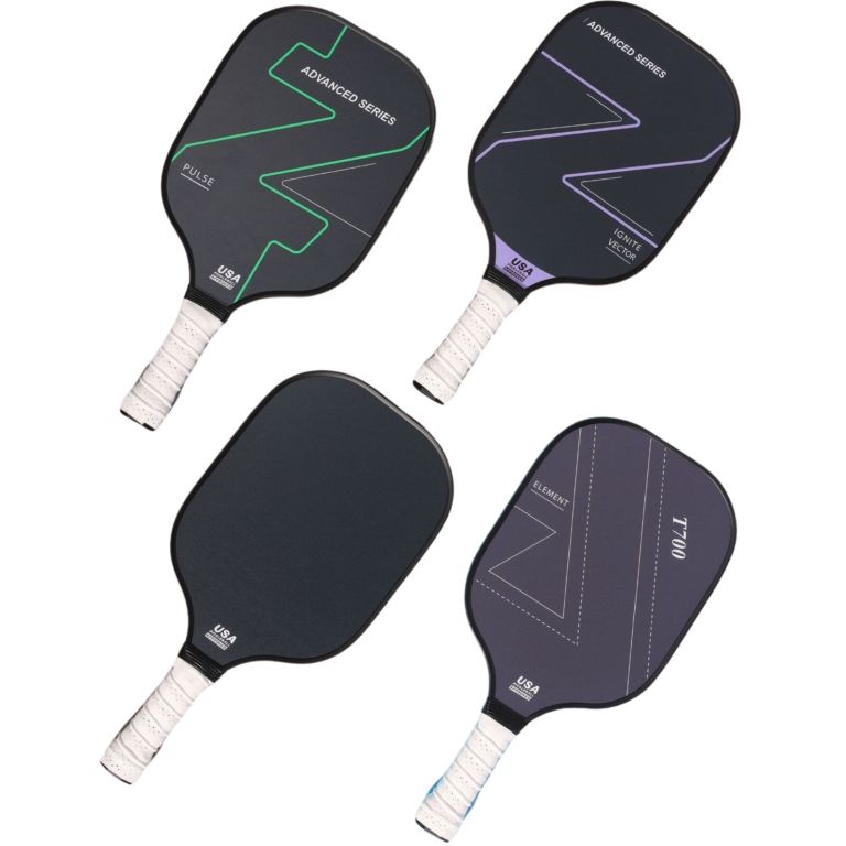 4x graphite carbon fiber pickleball paddles pickle ball racket racquet bulk Four advanced series pickleball paddles with coloured accents