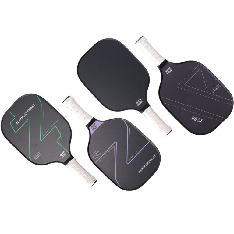4x graphite carbon fiber pickleball paddles pickle ball racket racquet bulk Four black pickleball paddles with white grips
