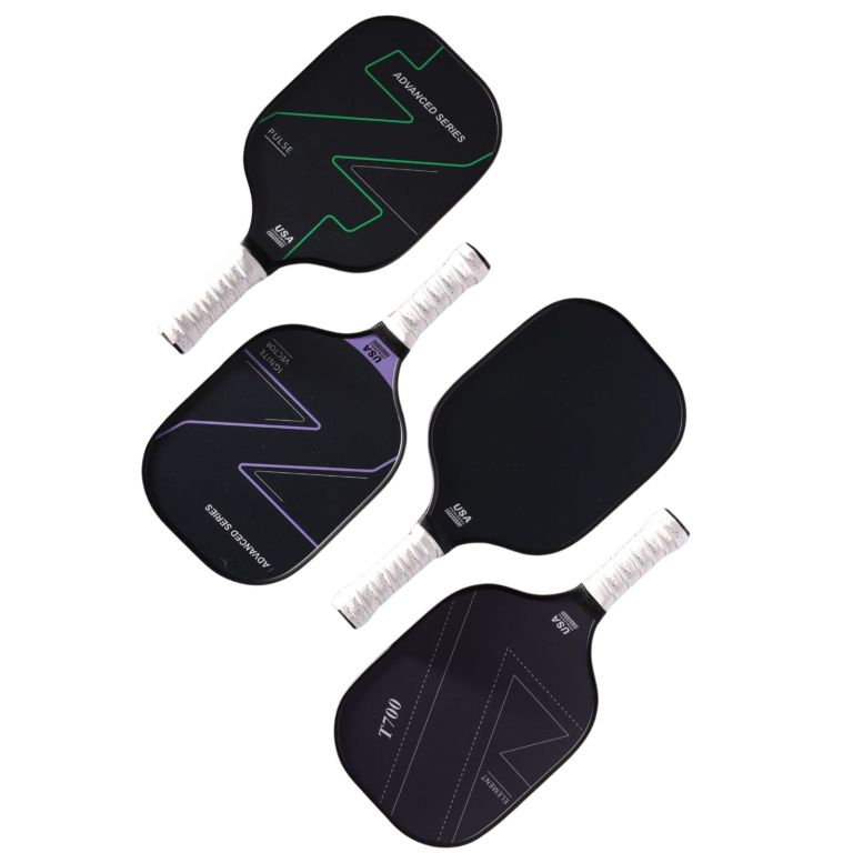 4x graphite carbon fiber pickleball paddles pickle ball racket racquet bulk Four black pickleball paddles with white grips