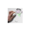 Hand erasing colourful childlike stick figure drawing