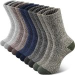 Six pairs of thick crew socks in neutral colours