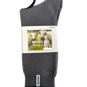 Grey woollen heavy duty socks on hanger
