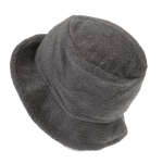 Grey plush fleece bucket hat with wide brim