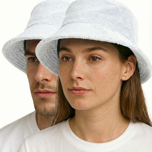 v563 stingytwling wht xxl 202511211922 00.jpg Two people wearing white bucket hats indoors