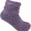 Purple fluffy cuff ankle sock on white background