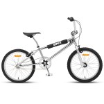 progear bikes classic bmx bike 20 in metallic chrome" Silver BMX bike on white background
