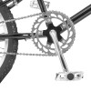 Close-up of bicycle chainring, crank and pedal
