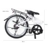 progear bikes nomad folding bike 20 in pearl white" Folded white Nomad bicycle with dimensions displayed