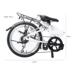 progear bikes nomad folding bike 20 in pearl white" Folded white Nomad bicycle with dimensions displayed