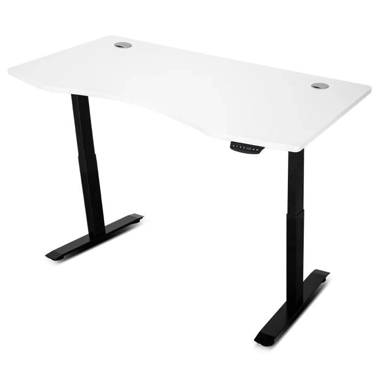 walkingpad c2 treadmill + ergodesk automatic standing desk 1500mm in white/black + cable management tray White electric height-adjustable standing desk with black legs