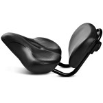 Black bicycle saddle with attached backrest support