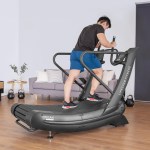 Man exercising on curved treadmill at home