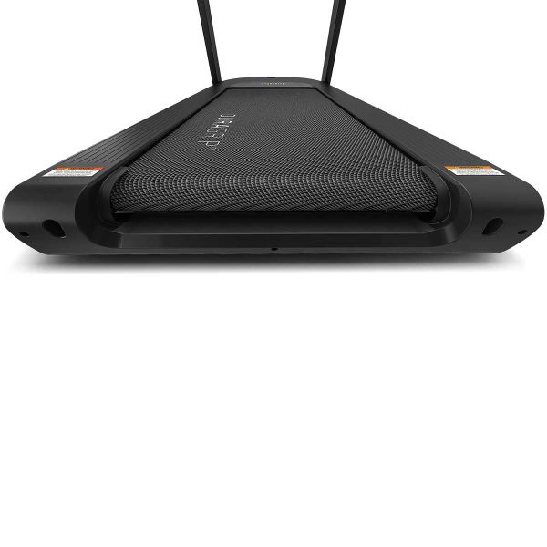 lifespan fitness tempest crx commercial smart treadmill with 15.6 tft touch display" Front view of black UREVO treadmill base