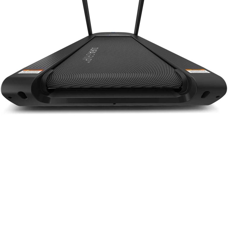 Front view of black UREVO treadmill base
