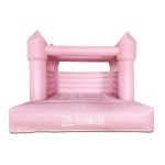 Pink inflatable kids jumping castle with turrets