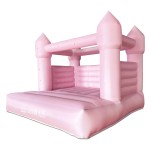 Pink inflatable kids jumping castle with turrets