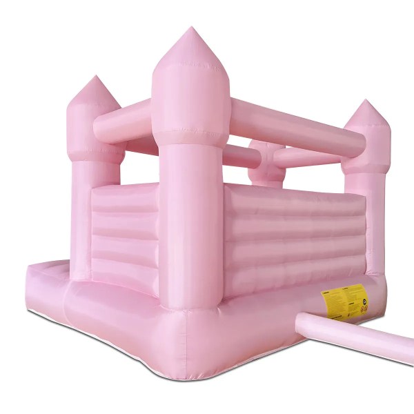 lifespan kids palace jumping castle pastel pink Pink inflatable bouncy castle on white background