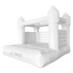 White inflatable jumping castle with pointed turrets