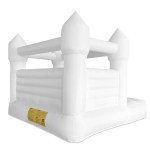 White inflatable jumping castle on plain background