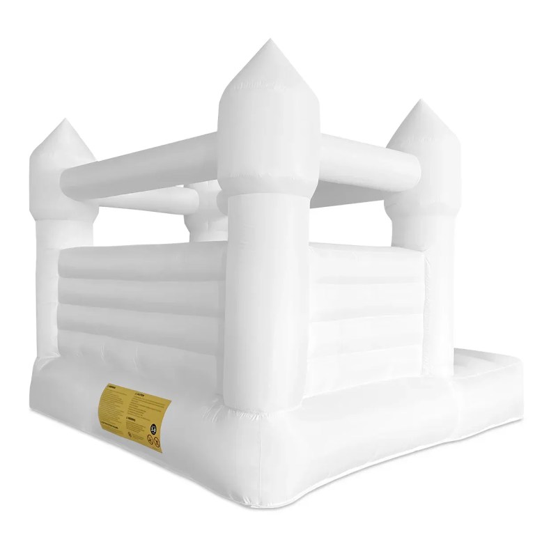 White inflatable jumping castle on plain background