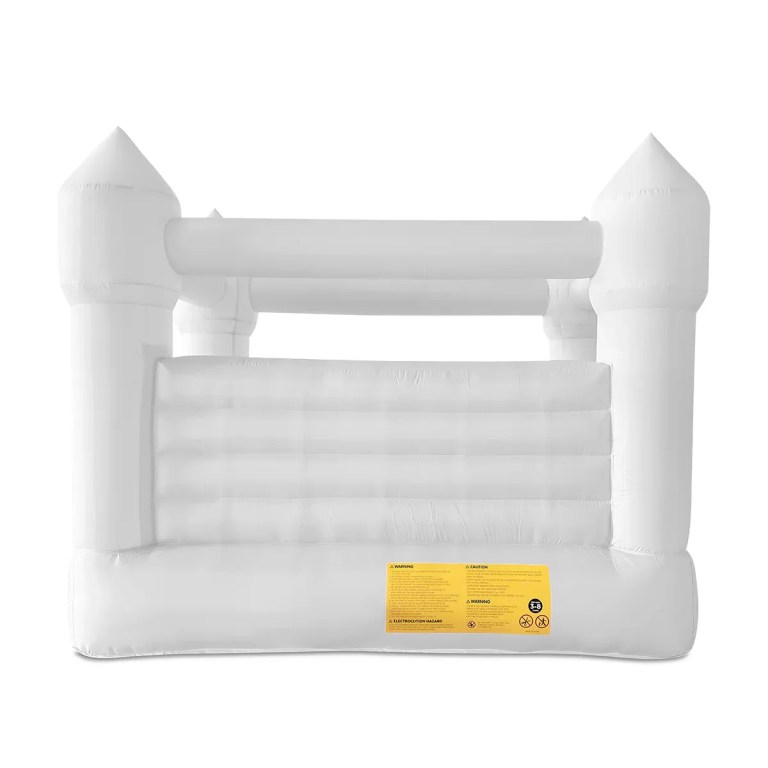 White inflatable jumping castle with turret corners