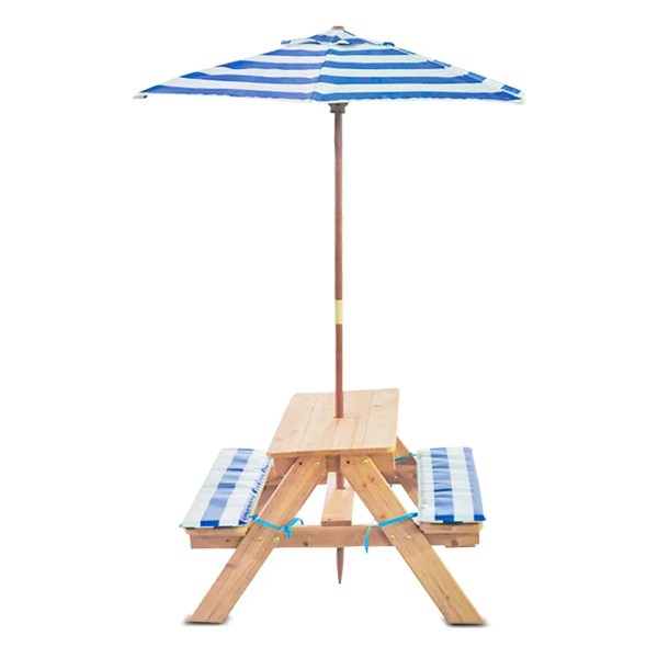 lifespan kids sunset picnic table with umbrella Children’s wooden picnic table with striped umbrella