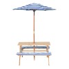 lifespan kids sunset picnic table with umbrella Wooden picnic table with striped umbrella and cushions