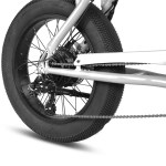 Close-up of electric bike rear wheel and drivetrain