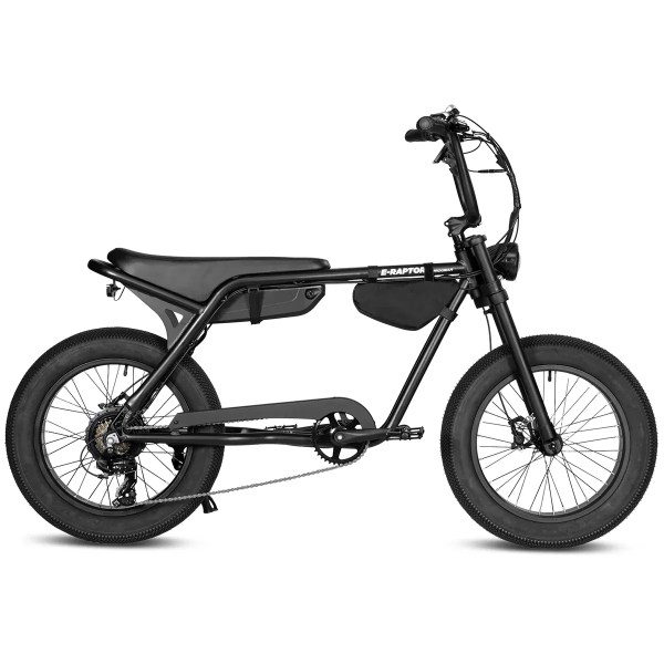 progear e raptor 20 electric street bike matte black + throttle" Black E-Raptor electric bike with fat tyres