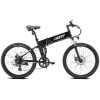 Black folding electric bike on white background