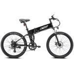 progear e rover electric folding mtb 26 gloss black" Black folding electric bike on white background