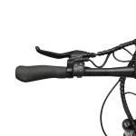 progear e rover electric folding mtb 26 gloss black" Close-up of bicycle handlebar with brake lever controls
