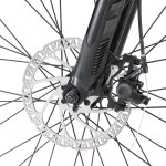 progear e rover electric folding mtb 26 gloss black" Close-up of bicycle front disc brake system