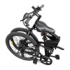 Folded black electric fat-tyre bicycle on white background