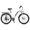 White step-through electric bike with rear rack