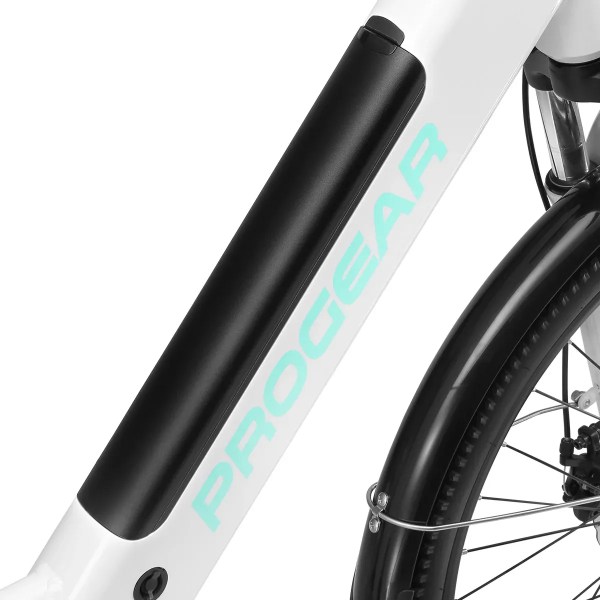 Close-up of Progear e-bike frame and battery