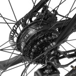 progear e vantage 27.5*18 mtb e bike black shadow" Close-up of e-bike rear hub motor and gears
