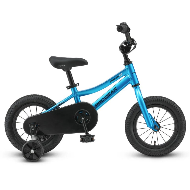 progear duralite kids bike 12 electric blue" Blue children’s bike with training wheels