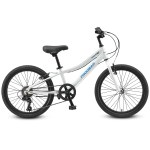 progear duralite 7 speed kids bike 20 pearl white" Silver Progear kids bike on white background