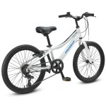 progear duralite 7 speed kids bike 20 pearl white" White Progear kids bicycle with black tyres