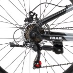 Close-up of mountain bike rear derailleur and gears