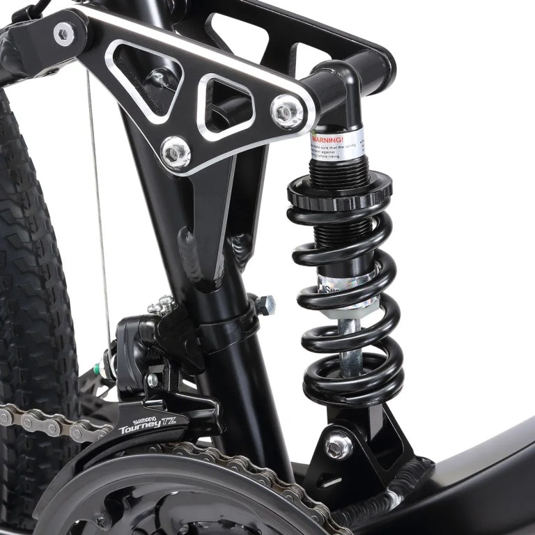 Rear mountain bike coil suspension and drivetrain