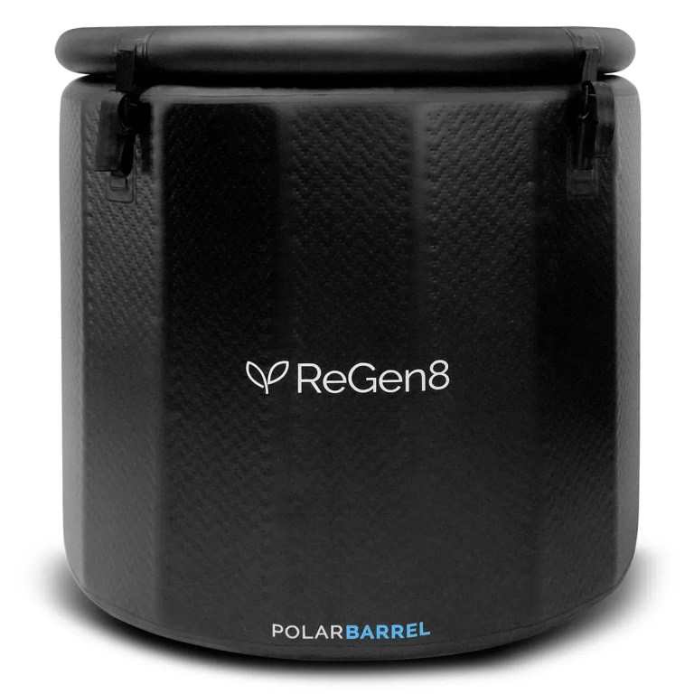 regen8 polarbarrel cold plunge ice bath with t1 chiller unit Black ReGen8 PolarBarrel ice bath tub