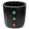 regen8 polarbarrel cold plunge ice bath with t1 chiller unit Black cylindrical water filter with inlet and outlet