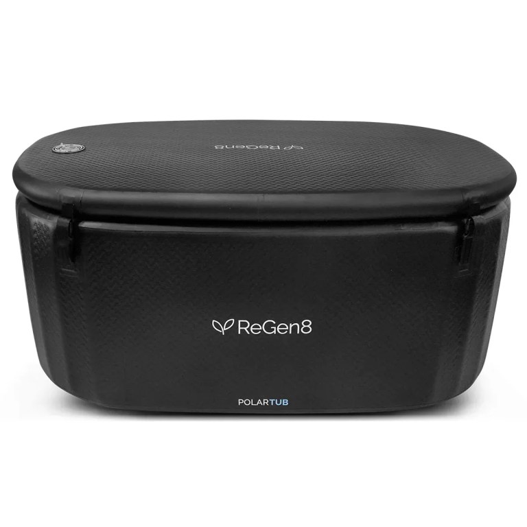 Black ReGen8 PolarTub portable ice bath with lid