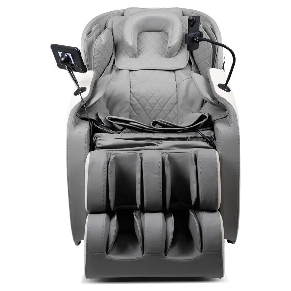 regen8 luxcloud air zero gravity heated massage chair Grey luxury massage chair with tablet holders