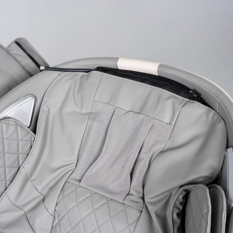 regen8 luxcloud air zero gravity heated massage chair Close-up of grey massage chair padding