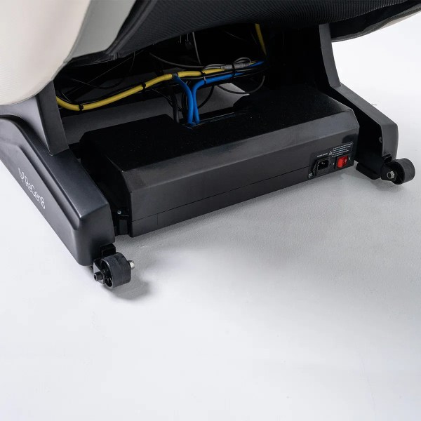 regen8 luxcloud air zero gravity heated massage chair Underside of treadmill with motor and power switch